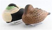 Pair of Bill Conroy Preening Eider Decoys drake