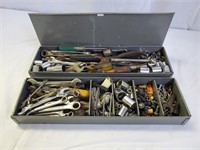 Grey Metal Toolbox full of tools