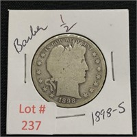 1898-S Barber Silver Half Dollar