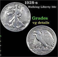 1928-s Walking Liberty Half Dollar 50c Grades vg d