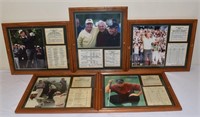 5 Framed Front Page News iconic golfing prints; as