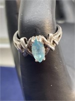 Sterling silver Size 7 ring with blue stone