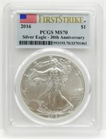 2016 AMERICAN SILVER EAGLE PCGS MS70