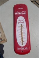 Tin Coca-Cola Thermometer 17"L