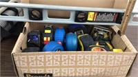 Box of tape measures & 24” level