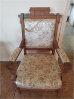 Antique Accent Chair, Floral Fabric
