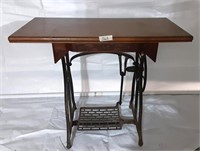 Oak Top Table on Sewing Machine Base