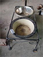 (2) Dog Bowls & Stand