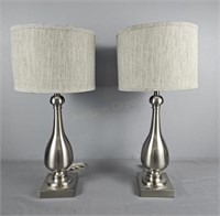 2x The Bid Stainless Lamps W/ Shades