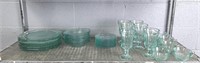 37 Pc Vintage Indian Glass Aqua Dhishes