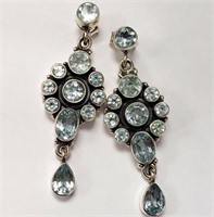 $240 Silver Blue Topaz Earrings