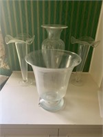 4 large glass vases