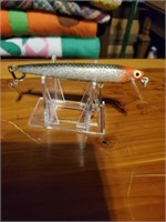 VINTAGE HEDDON WOODEN COBRA LURE  ON DISPLAY STAND