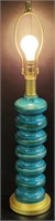 MCM Italian Turquoise Porcelain Table Lamp