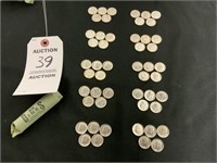 Roll of 50 Silver Dimes, Years 1961 - 1964