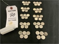 Roll of 50 Silver Dimes, Years 1946 - 1964