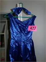 HANDMADE TAFFETA BLUE DRESS WITH BOW