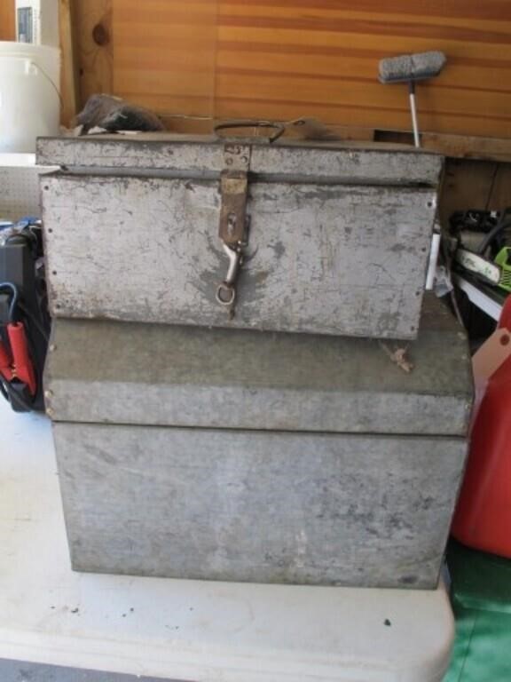 2 PC GALVANIZED TOOL BOXES,