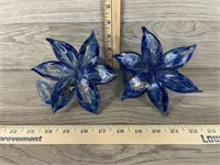 (2) Murano Glass Flower Candle Holders