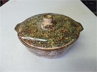 Rare Medalta Spongeware Bowl with Lid, 8.5" D