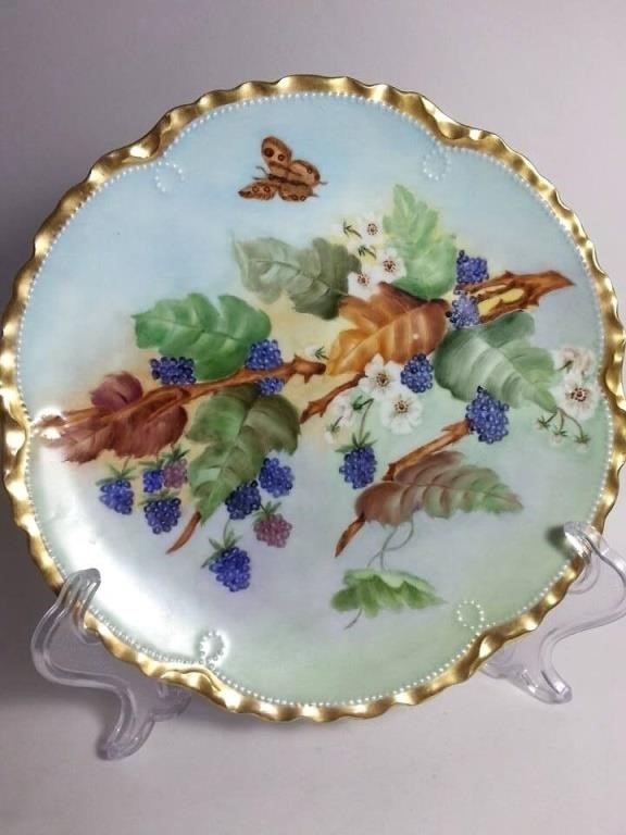 LIMOGES FRANCE ANTIQUE Hand Painted BERRIES