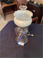 Milk globe electrified oil lamp 17” tall