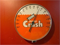 Vintage Round Orange Crush Thermometer Metal &