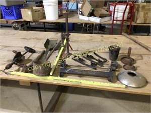 Lot 10 pcs cast iron and steel vintage items,
