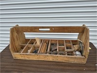 Large Wood Tool Box w/ Misc Hardware