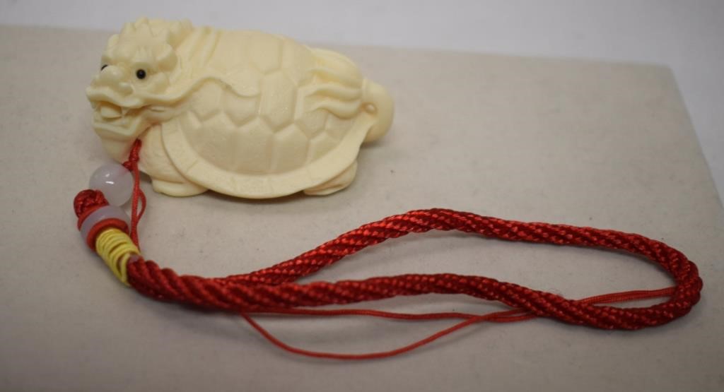 Carved Corozo Nut Turtle/Dragon w/ Cord