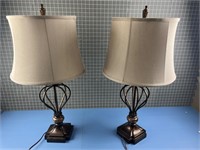 2 DECORATIVE LAMPS METAL W/ MARBLE?