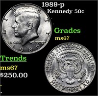 1989-p Kennedy Half Dollar 50c Grades GEM++ Unc