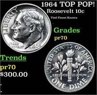 Proof 1964 Roosevelt Dime TOP POP! 10c Graded pr70