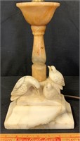 PRETTY CARVED MARBLE ACCENT LAMP WITH BIRD DETAIL
