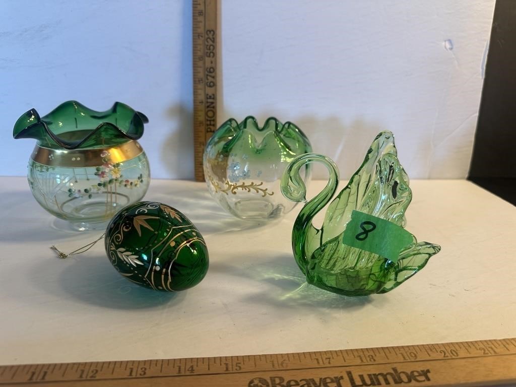 Green coloured glass lot
