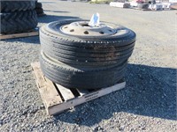 (2) 11R-24.5 Truck Tires & Rims