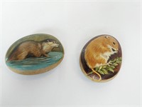 2 - HANDPAINTED STONES - BY F.D.HIPKIN