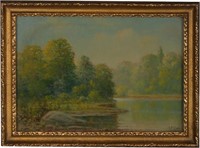 Albert Francis King Oil of a River Landscape