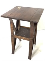 Unique Petite Slat Wood Construction Side Table