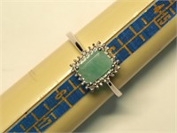 $120 Sterling Silver Emerald & Diamond Ring