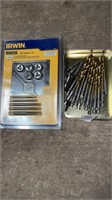 Irwin tap & die set with tin container of  drill