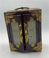 Antique Chinese Rosewood Jewelry Chest Box W/