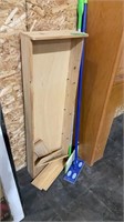 Skinny Wood shelf and cleaning supplies
