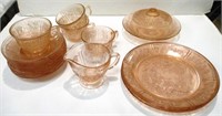 Group of Sharon Pink Depression Glass
