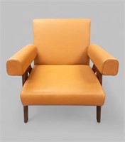 PIERRE JEANNERET STYLE LEATHER ARMCHAIR