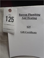 Barron Plumbing & Heating $25 Gift Certificate