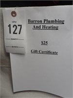 Barron Plumbing & Heating $25 Gift Certificate