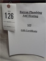 Barron Plumbing & Heating $25 Gift Certificate