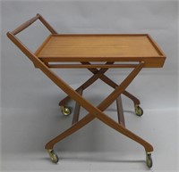 Mid Century Modern Teak  Danish Folding Tea Cart