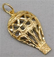 14K Yellow Gold hot air balloon pendant. Measures